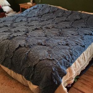 Anthropologie blue rivulets quilt and euro sham
